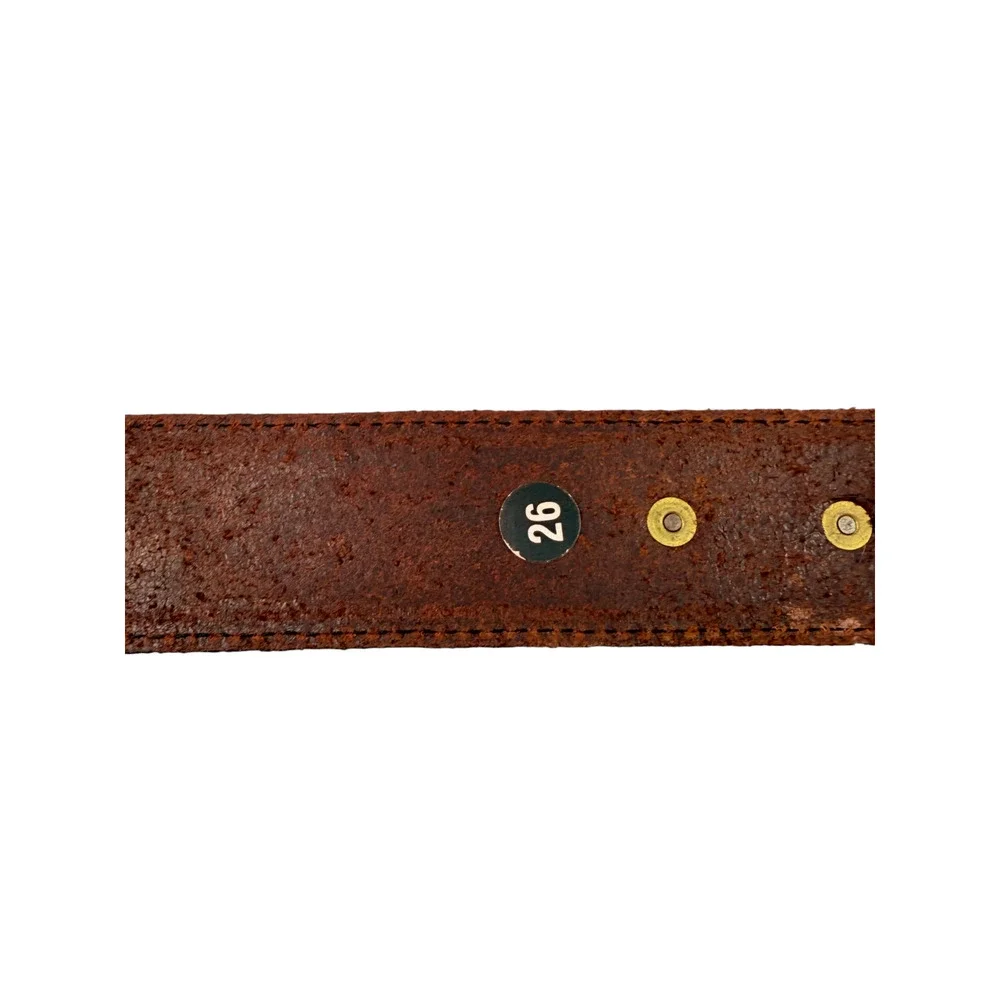 Vintage Western Brown Leather Horse Buckle Belt Sz 26 Rodeo Cowboy Cowgirl Ranch